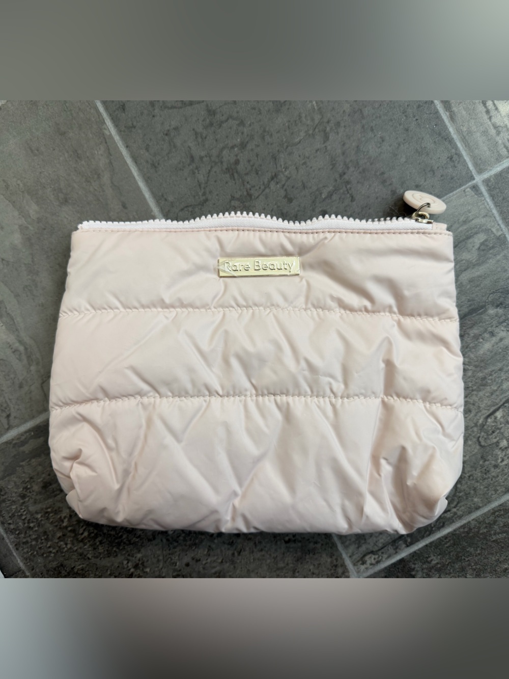 Rare Beauty Light Pink Quilted Cosmetic Pouch